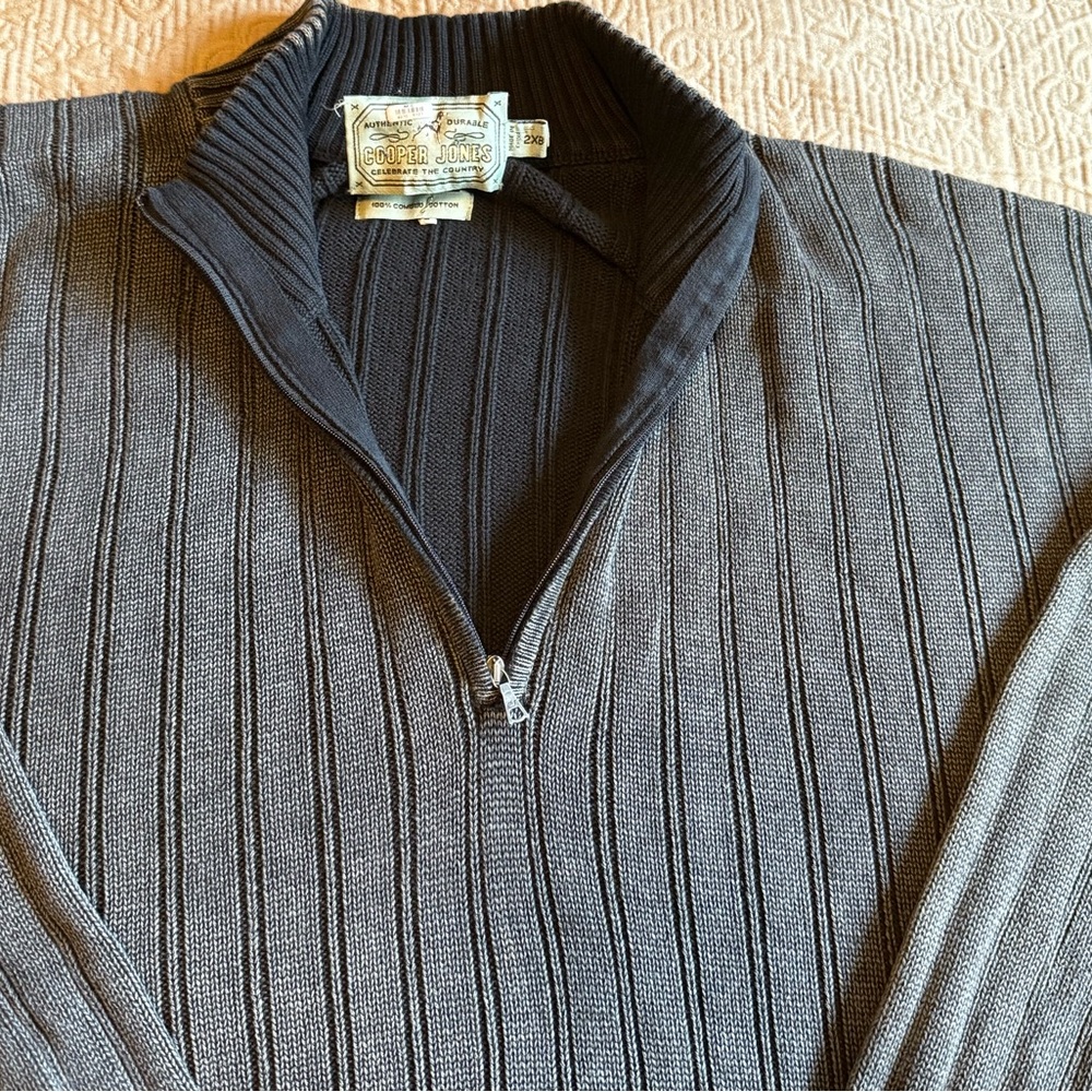 Men's Cooper Jones Gray Ribbed Sweater - Picture 2 of 4